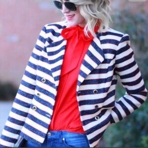 Cabi size 10 Cruise Jacket Blazer Nautical Navy Stripe